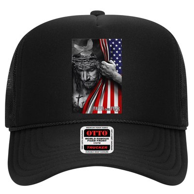 Faith Over Fear God Jesus Christian Flag Funny 4th Of July Trucker Hat