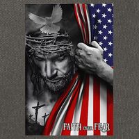 Faith Over Fear God Jesus Christian Flag Funny 4th Of July Cotton Canvas Backpack
