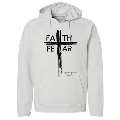 Faith Over Fear Inspirational Design Performance Fleece Hoodie