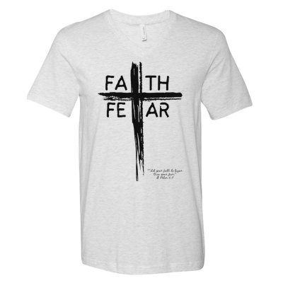 Faith Over Fear Inspirational Design V-Neck T-Shirt