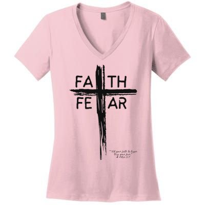 Faith Over Fear Inspirational Design Women's V-Neck T-Shirt