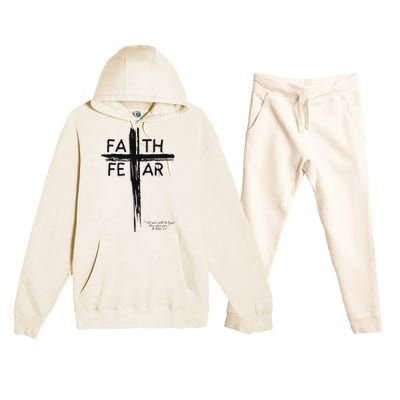 Faith Over Fear Inspirational Design Premium Hooded Sweatsuit Set