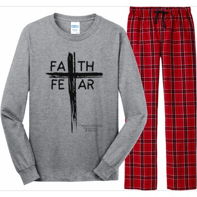 Faith Over Fear Inspirational Design Long Sleeve Pajama Set