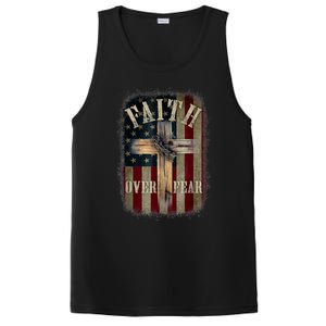 Faith Over Fear Christian American Cross God Jesus Usa PosiCharge Competitor Tank