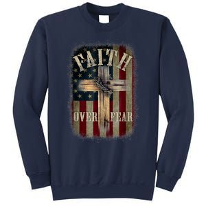 Faith Over Fear Christian American Cross God Jesus Usa Sweatshirt