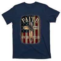 Faith Over Fear Christian American Cross God Jesus Usa T-Shirt