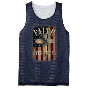 Faith Over Fear Christian American Cross God Jesus Usa Mesh Reversible Basketball Jersey Tank