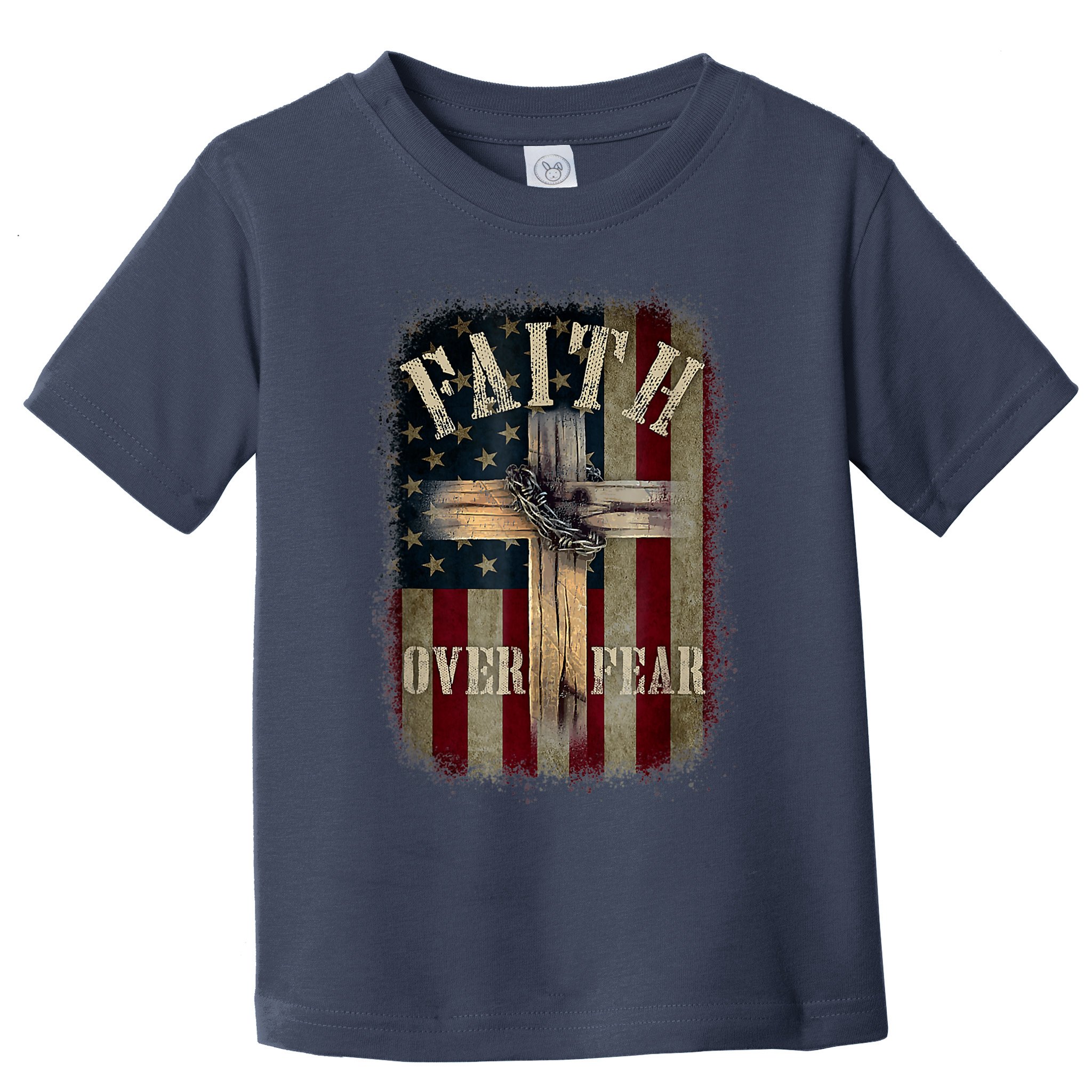 Faith Over Fear Christian American Cross God Jesus Usa Toddler T-Shirt