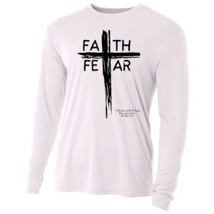 Faith Over Fear Inspirational Christian Design Cooling Performance Long Sleeve Crew