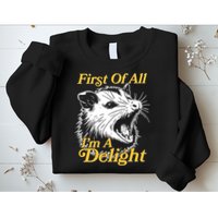 Funny Opossum First Of All Im A Delight Sweatshirt