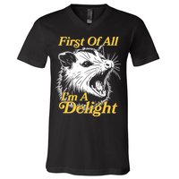 Funny Opossum First Of All Im A Delight V-Neck T-Shirt