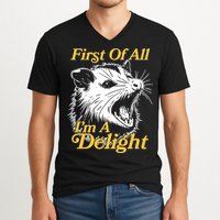 Funny Opossum First Of All Im A Delight V-Neck T-Shirt