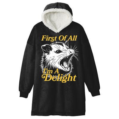 Funny Opossum First Of All Im A Delight Hooded Wearable Blanket
