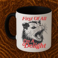 Funny Opossum First Of All Im A Delight Mug