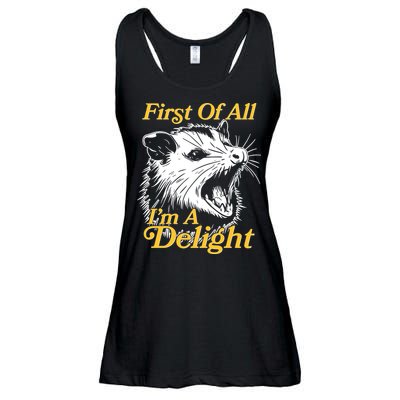 Funny Opossum First Of All Im A Delight Ladies Essential Flowy Tank