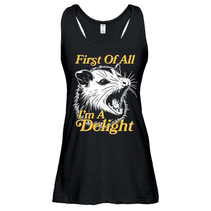 Funny Opossum First Of All Im A Delight Ladies Essential Flowy Tank