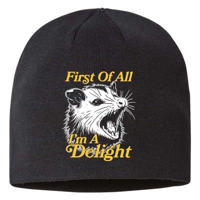 Funny Opossum First Of All Im A Delight Sustainable Beanie