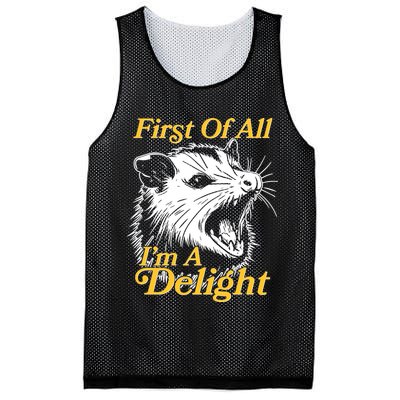 Funny Opossum First Of All Im A Delight Mesh Reversible Basketball Jersey Tank