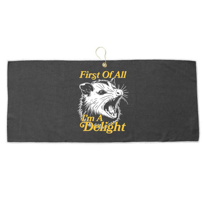 Funny Opossum First Of All Im A Delight Large Microfiber Waffle Golf Towel