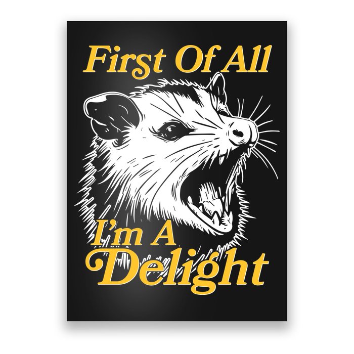 Funny Opossum First Of All Im A Delight Poster
