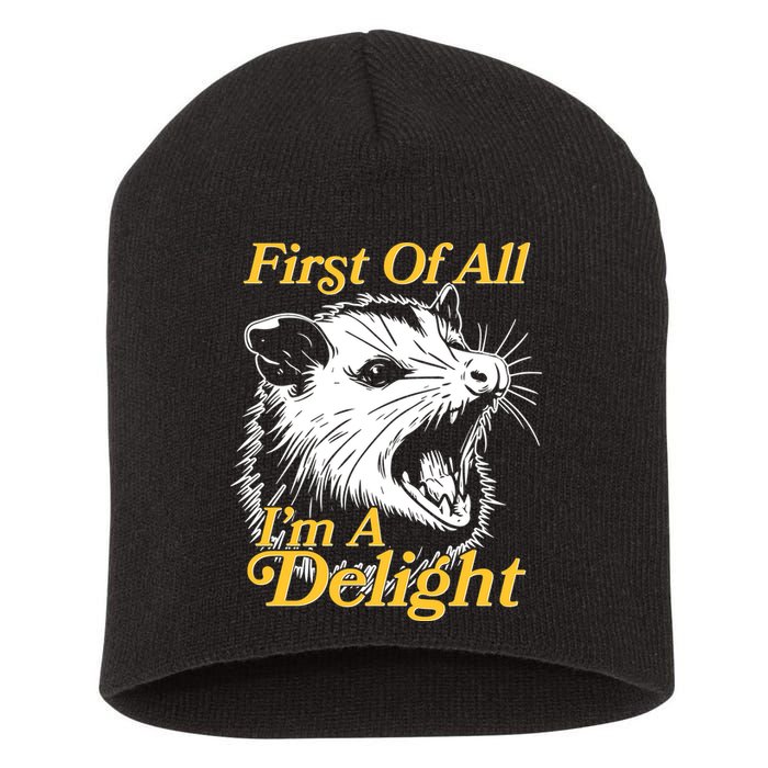 Funny Opossum First Of All Im A Delight Short Acrylic Beanie