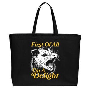 Funny Opossum First Of All Im A Delight Cotton Canvas Jumbo Tote