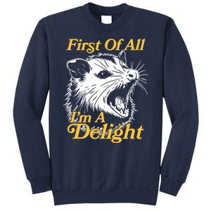 Funny Opossum First Of All Im A Delight Sweatshirt