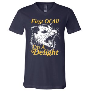 Funny Opossum First Of All Im A Delight V-Neck T-Shirt