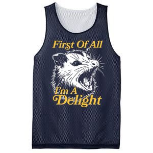 Funny Opossum First Of All Im A Delight Mesh Reversible Basketball Jersey Tank