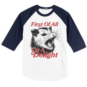 Funny Opossum First Of All Im A Delight Baseball Sleeve Shirt