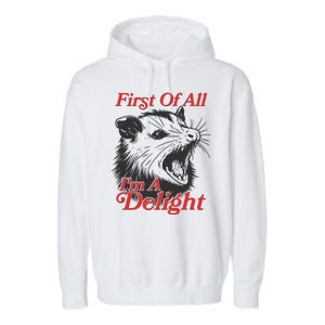 Funny Opossum First Of All Im A Delight Garment-Dyed Fleece Hoodie