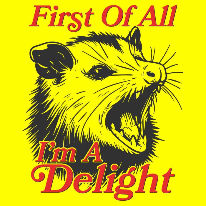 Funny Opossum First Of All Im A Delight USA-Made Doggie Bandana