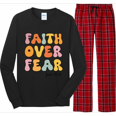 Faith Over Fear Christianshirt Jesus Cute Teen Girl Gift Long Sleeve Pajama Set