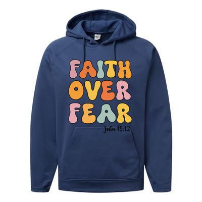 Faith Over Fear Christianshirt Jesus Cute Teen Girl Gift Performance Fleece Hoodie