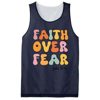 Faith Over Fear Christianshirt Jesus Cute Teen Girl Gift Mesh Reversible Basketball Jersey Tank