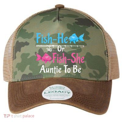Fishhe Or Fishshe Auntie To Be Gender Reveal Baby Shower Legacy Tie Dye Trucker Hat