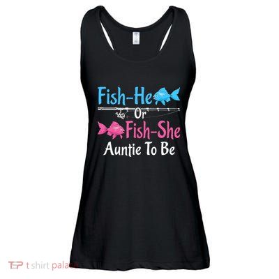 Fishhe Or Fishshe Auntie To Be Gender Reveal Baby Shower Ladies Essential Flowy Tank