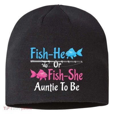 Fishhe Or Fishshe Auntie To Be Gender Reveal Baby Shower Sustainable Beanie