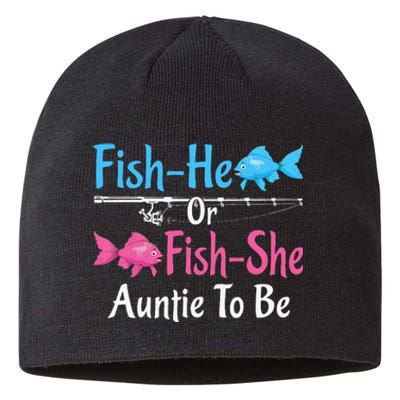 Fishhe Or Fishshe Auntie To Be Gender Reveal Baby Shower Sustainable Beanie