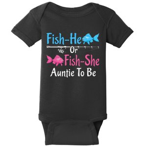 Fishhe Or Fishshe Auntie To Be Gender Reveal Baby Shower Baby Bodysuit