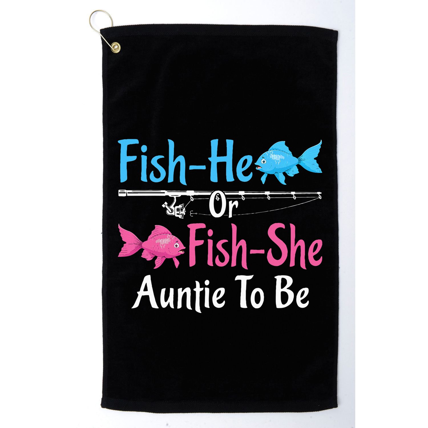 Fishhe Or Fishshe Auntie To Be Gender Reveal Baby Shower Golf Towel