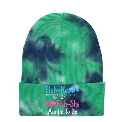 Fishhe Or Fishshe Auntie To Be Gender Reveal Baby Shower Tie Dye 12in Knit Beanie