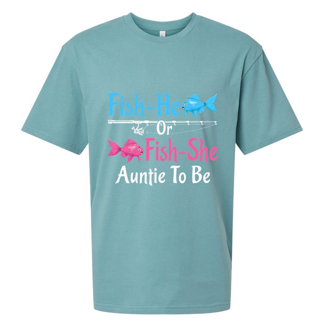Fishhe Or Fishshe Auntie To Be Gender Reveal Baby Shower Sueded Cloud Jersey T-Shirt
