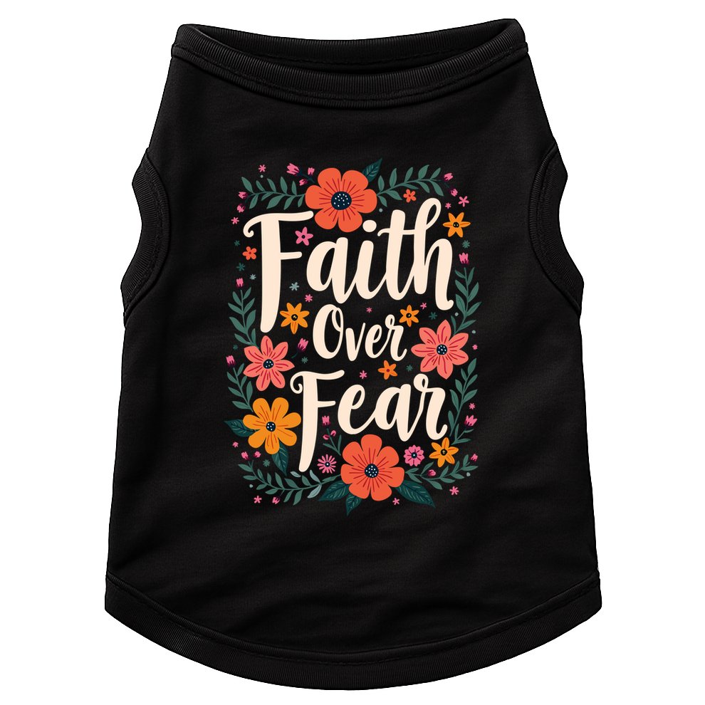 Faith Over Fear Vintage Floral Flowers Doggie Tank