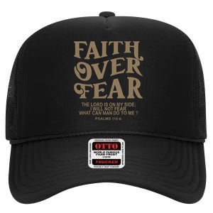 Faith Over Fear Christian Jesus High Crown Mesh Back Trucker Hat