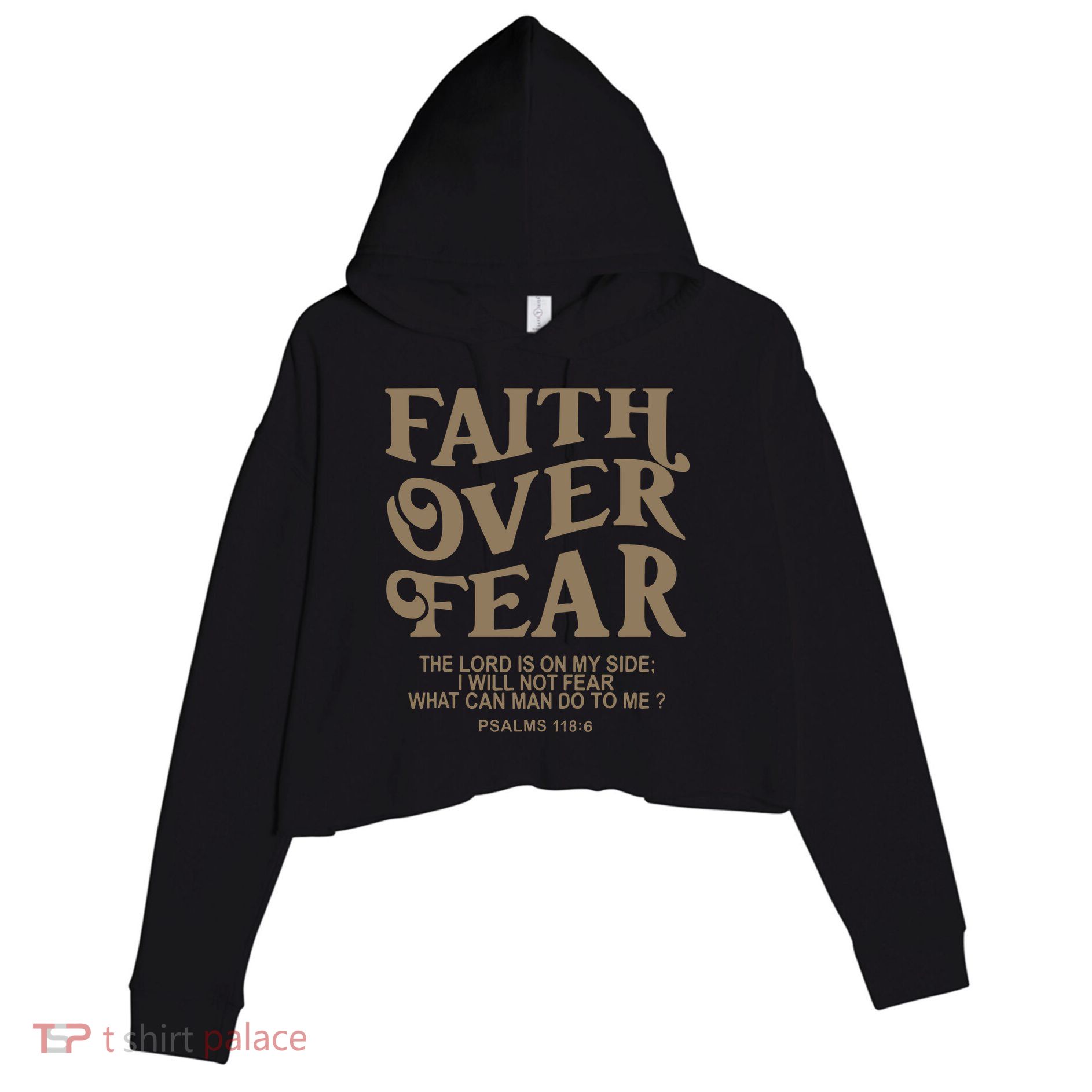 Faith Over Fear Christian Jesus Crop Fleece Hoodie
