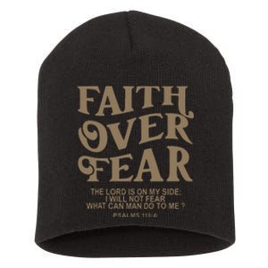 Faith Over Fear Christian Jesus Short Acrylic Beanie