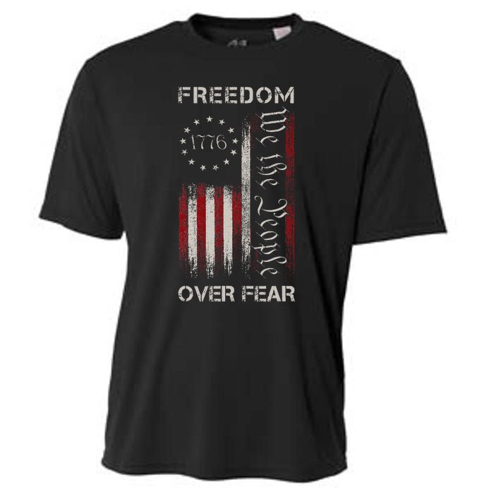 Freedom Over Fear Vintage Us American Flag 1776 Cooling Performance Crew T-Shirt