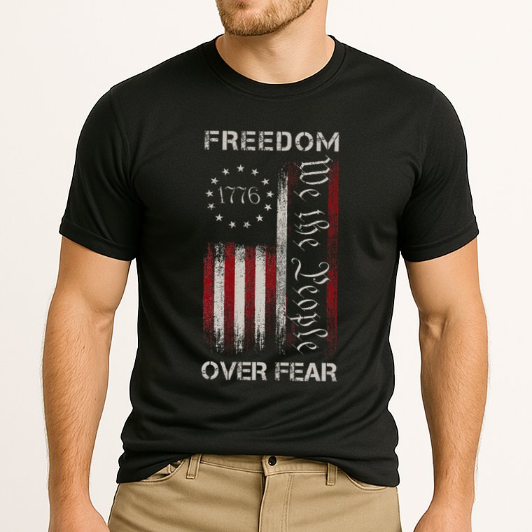 Freedom Over Fear Vintage Us American Flag 1776 Cooling Performance Crew T-Shirt