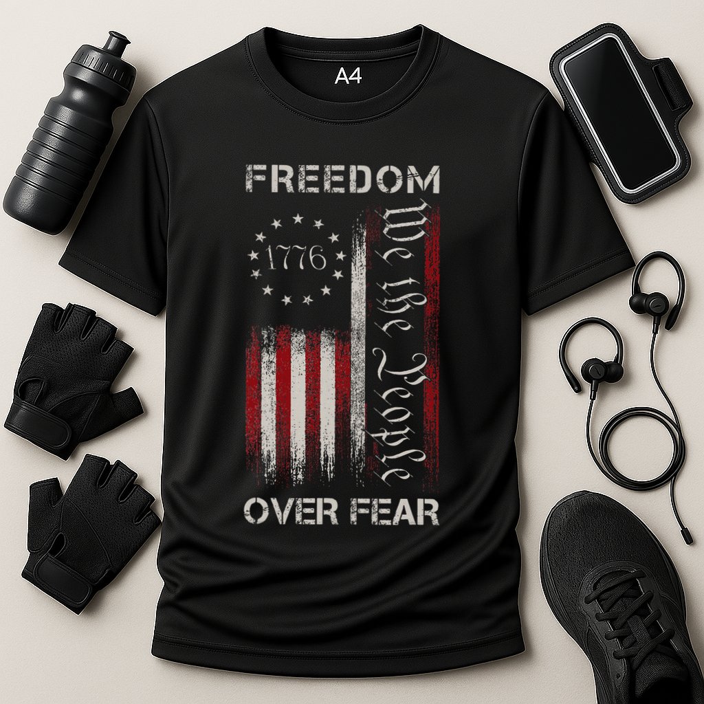 Freedom Over Fear Vintage Us American Flag 1776 Cooling Performance Crew T-Shirt